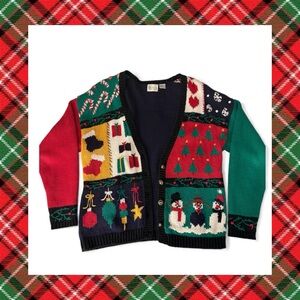 Susan Stuart Festive Holiday Cardigan Ramie/Cotton Storybook Sweater